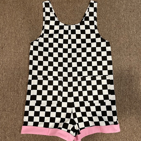 New Lazy Oaf Black & White Checkered Romper - Picture 5 of 7
